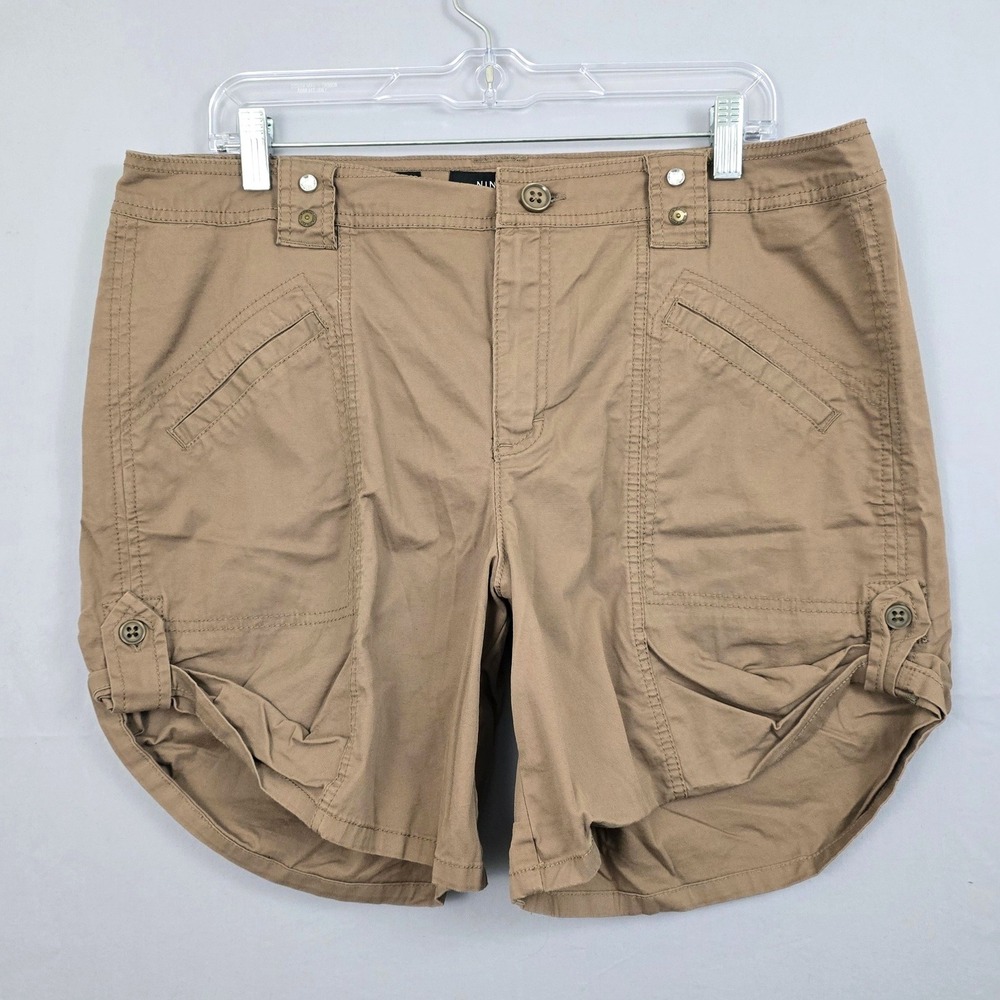 Nine West Roll‎ Tab Hem Belt Loop w/ Rhinestone Slash Pockets Shorts Brown 14/32